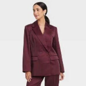Women’s Structured Satin Blazer by A New Day™ in Burgundy, Size Medium